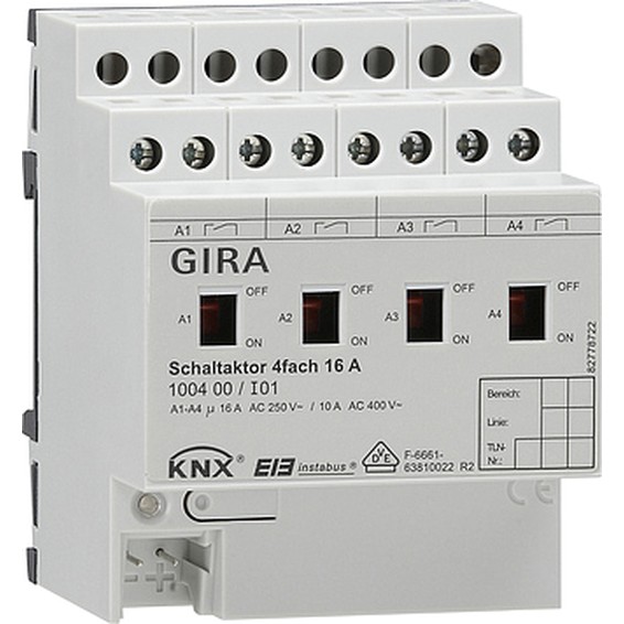 Реле InstabusKNX/EIB, 4-канальное, с ручным управлением, G100400
