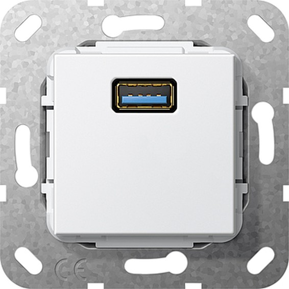 Розетка 1xUSB Gira SYSTEM 55, белый, 568303, G568303