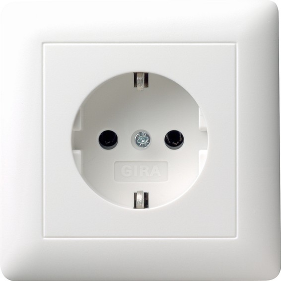 Розетка Gira SYSTEM 55, скрытый монтаж, с заземлением, белый матовый, 044027, G044027
