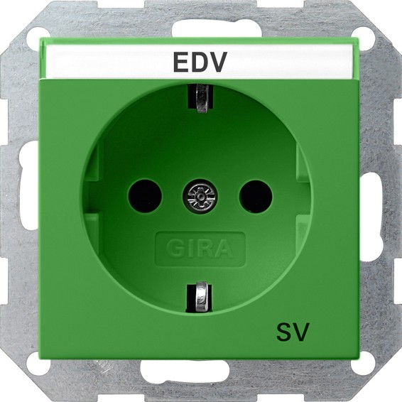 Розетка Gira SYSTEM 55, скрытый монтаж, с заземлением, зеленый, 047202, G047202