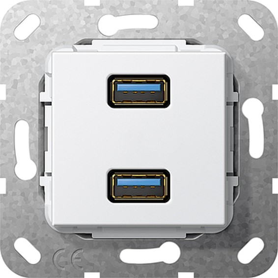 Розетка 2xUSB Gira SYSTEM 55, белый, 568403, G568403