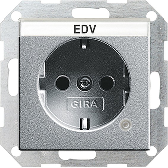 Розетка Gira SYSTEM 55, скрытый монтаж, с заземлением, алюминий, 045226, G045226