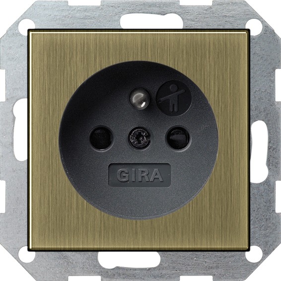 Розетка Gira SYSTEM 55, скрытый монтаж, с заземлением, со шторками, антрацит, 0485603, G0485603