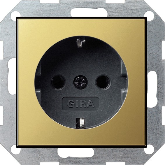 Розетка Gira SYSTEM 55, скрытый монтаж, с заземлением, латунь, 0466604, G0466604