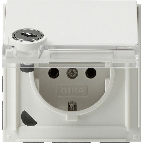 Розетка Gira TX 44, скрытый монтаж, с заземлением, с крышкой, белый, 044966, G044966