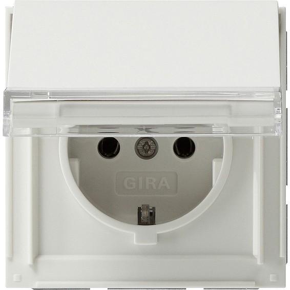 Розетка Gira TX 44, скрытый монтаж, с заземлением, с крышкой, белый, 041066, G041066