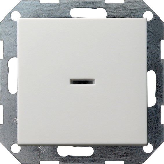 Переключатель 1-клавишный кнопочный Gira SYSTEM 55, с подсветкой, скрытый монтаж, белый глянцевый, 013603, G013603
