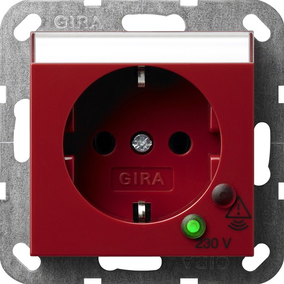 Розетка Gira SYSTEM 55, скрытый монтаж, с заземлением, красный, 045102, G045102