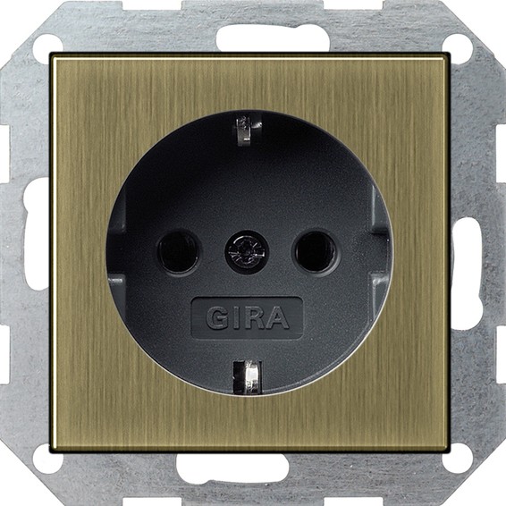 Розетка Gira SYSTEM 55, скрытый монтаж, с заземлением, бронза/антрацит, 0466603, G0466603